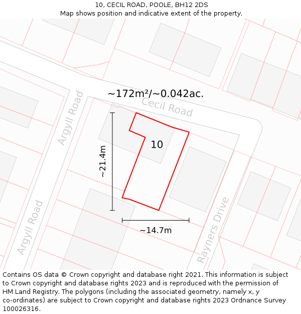 10, CECIL ROAD, POOLE, BH12 2DS: Plot and title map