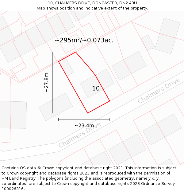 10, CHALMERS DRIVE, DONCASTER, DN2 4RU: Plot and title map