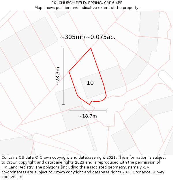 10, CHURCH FIELD, EPPING, CM16 4RF: Plot and title map