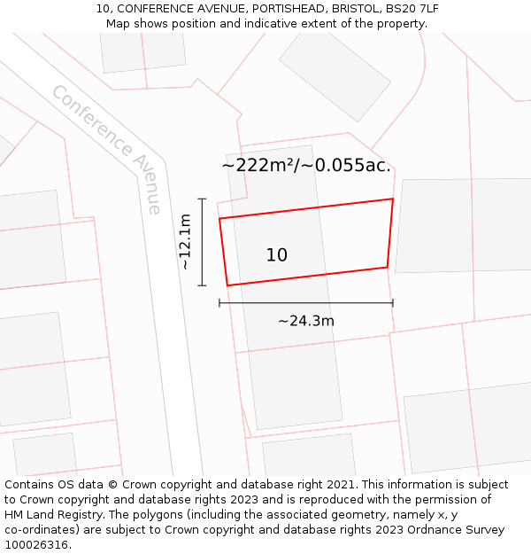 10, CONFERENCE AVENUE, PORTISHEAD, BRISTOL, BS20 7LF: Plot and title map