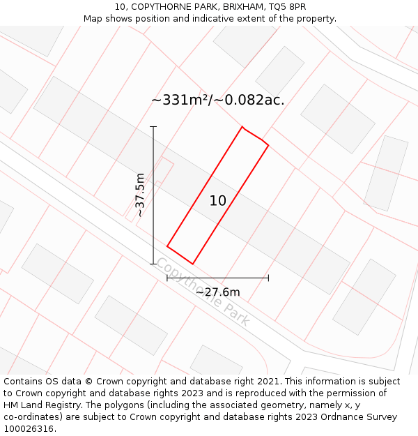 10, COPYTHORNE PARK, BRIXHAM, TQ5 8PR: Plot and title map