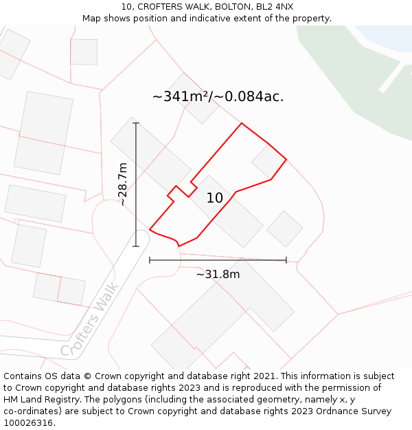 10, CROFTERS WALK, BOLTON, BL2 4NX: Plot and title map