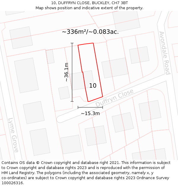 10, DUFFRYN CLOSE, BUCKLEY, CH7 3BT: Plot and title map