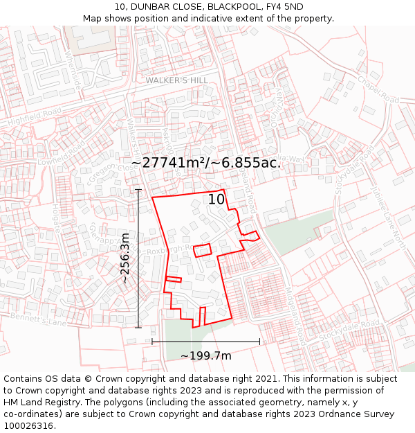 10, DUNBAR CLOSE, BLACKPOOL, FY4 5ND: Plot and title map