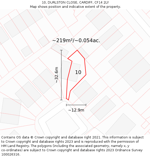 10, DURLSTON CLOSE, CARDIFF, CF14 2LY: Plot and title map