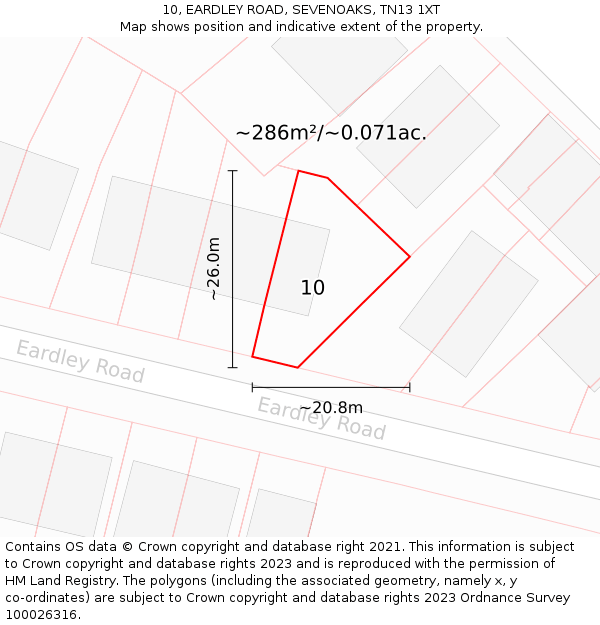 10, EARDLEY ROAD, SEVENOAKS, TN13 1XT: Plot and title map