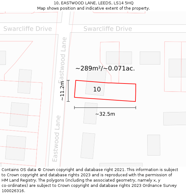 10, EASTWOOD LANE, LEEDS, LS14 5HQ: Plot and title map