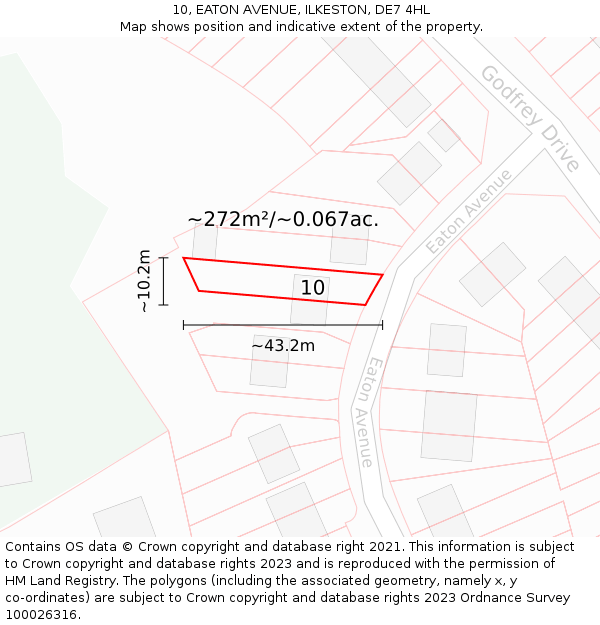 10, EATON AVENUE, ILKESTON, DE7 4HL: Plot and title map