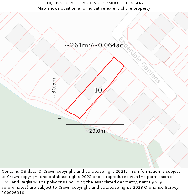 10, ENNERDALE GARDENS, PLYMOUTH, PL6 5HA: Plot and title map