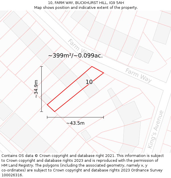 10, FARM WAY, BUCKHURST HILL, IG9 5AH: Plot and title map