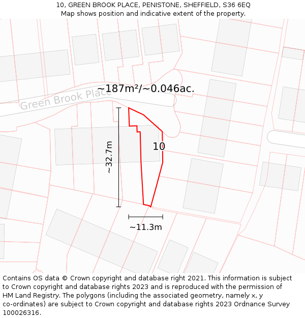 10, GREEN BROOK PLACE, PENISTONE, SHEFFIELD, S36 6EQ: Plot and title map