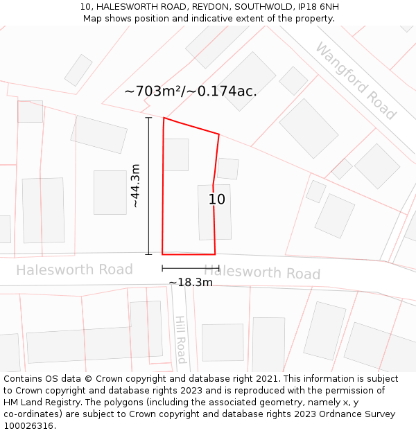 10, HALESWORTH ROAD, REYDON, SOUTHWOLD, IP18 6NH: Plot and title map