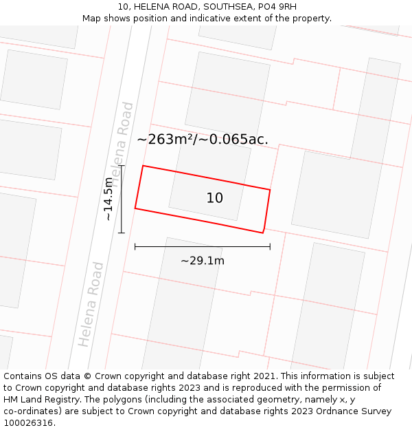 10, HELENA ROAD, SOUTHSEA, PO4 9RH: Plot and title map