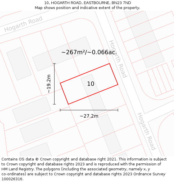 10, HOGARTH ROAD, EASTBOURNE, BN23 7ND: Plot and title map