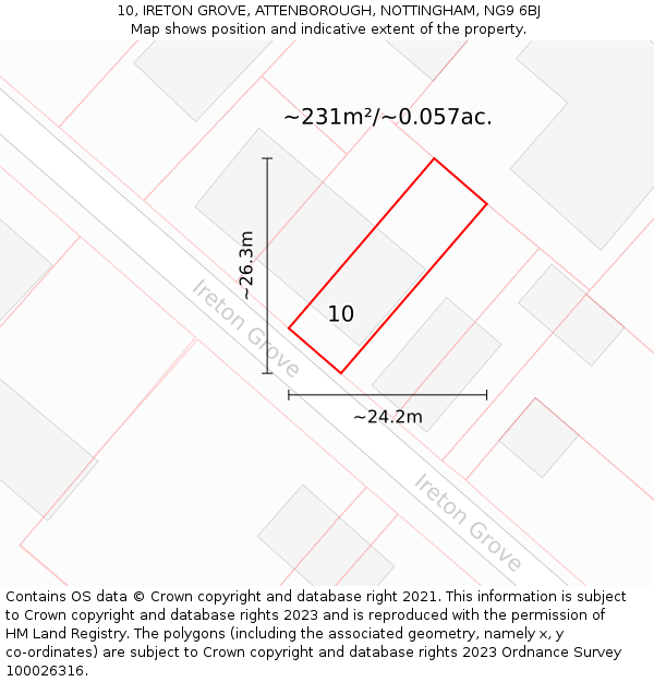 10, IRETON GROVE, ATTENBOROUGH, NOTTINGHAM, NG9 6BJ: Plot and title map