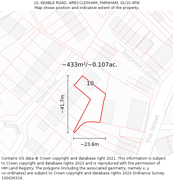 10, KEABLE ROAD, WRECCLESHAM, FARNHAM, GU10 4PW: Plot and title map