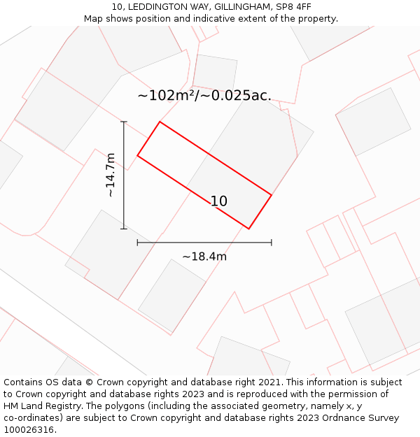 10, LEDDINGTON WAY, GILLINGHAM, SP8 4FF: Plot and title map