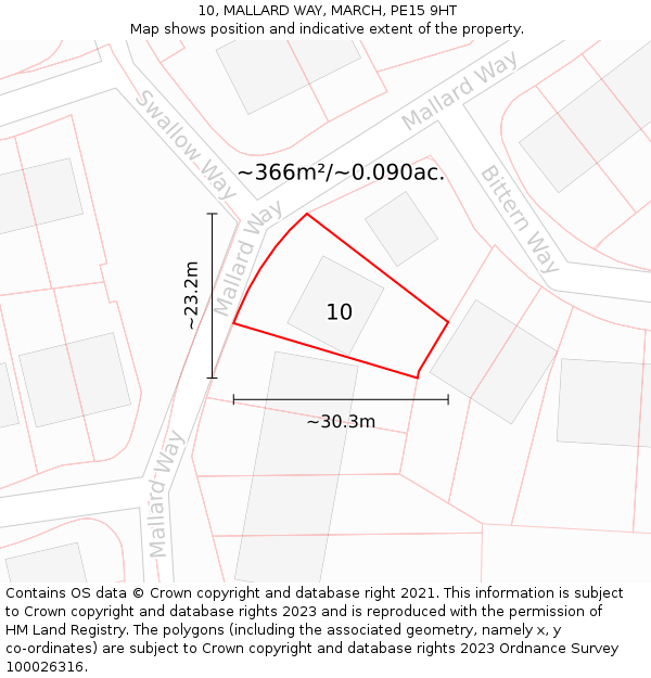 10, MALLARD WAY, MARCH, PE15 9HT: Plot and title map