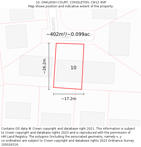 10, OAKLEIGH COURT, CONGLETON, CW12 4NP: Plot and title map