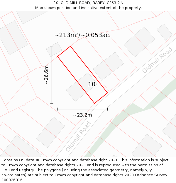 10, OLD MILL ROAD, BARRY, CF63 2JN: Plot and title map