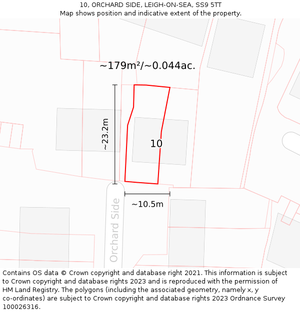 10, ORCHARD SIDE, LEIGH-ON-SEA, SS9 5TT: Plot and title map