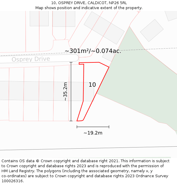 10, OSPREY DRIVE, CALDICOT, NP26 5RL: Plot and title map