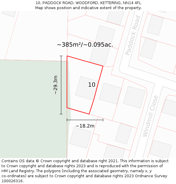 10, PADDOCK ROAD, WOODFORD, KETTERING, NN14 4FL: Plot and title map