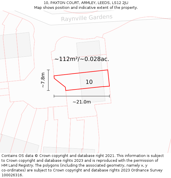 10, PAXTON COURT, ARMLEY, LEEDS, LS12 2JU: Plot and title map