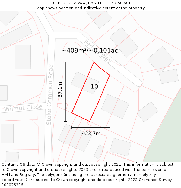 10, PENDULA WAY, EASTLEIGH, SO50 6GL: Plot and title map