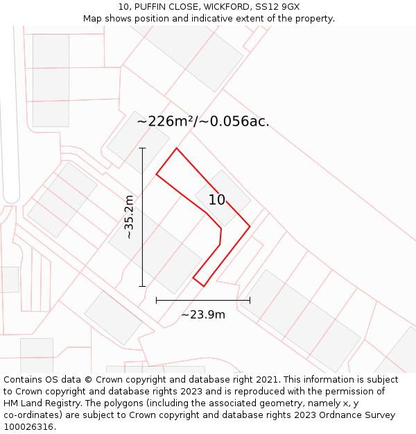 10, PUFFIN CLOSE, WICKFORD, SS12 9GX: Plot and title map