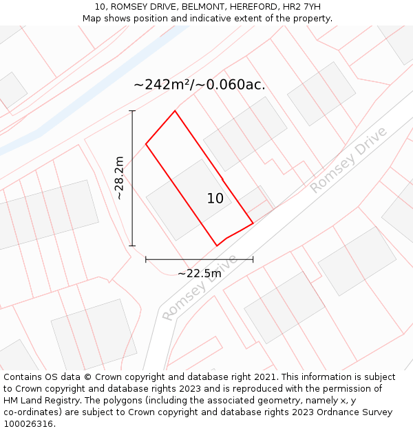 10, ROMSEY DRIVE, BELMONT, HEREFORD, HR2 7YH: Plot and title map