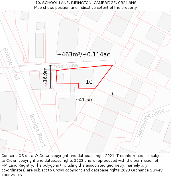 10, SCHOOL LANE, IMPINGTON, CAMBRIDGE, CB24 9NS: Plot and title map