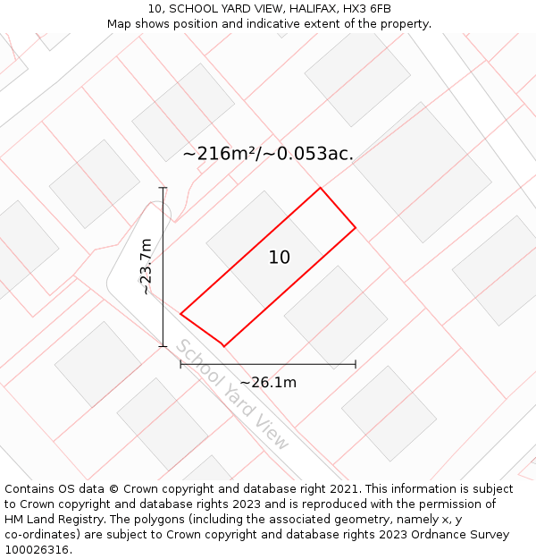 10, SCHOOL YARD VIEW, HALIFAX, HX3 6FB: Plot and title map