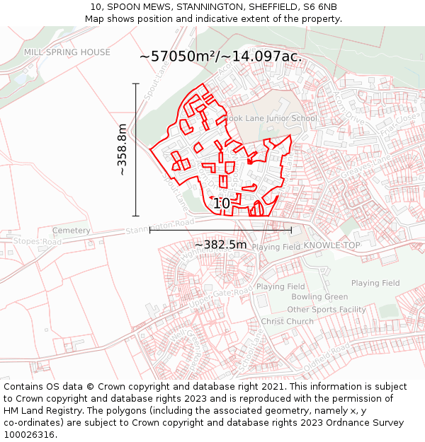 10, SPOON MEWS, STANNINGTON, SHEFFIELD, S6 6NB: Plot and title map