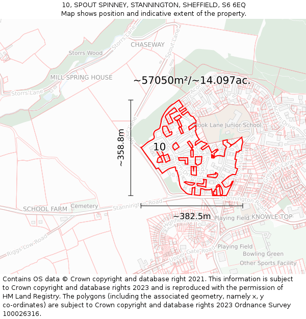 10, SPOUT SPINNEY, STANNINGTON, SHEFFIELD, S6 6EQ: Plot and title map