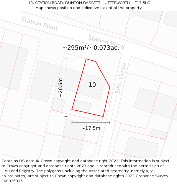 10, STATION ROAD, DUNTON BASSETT, LUTTERWORTH, LE17 5LG: Plot and title map