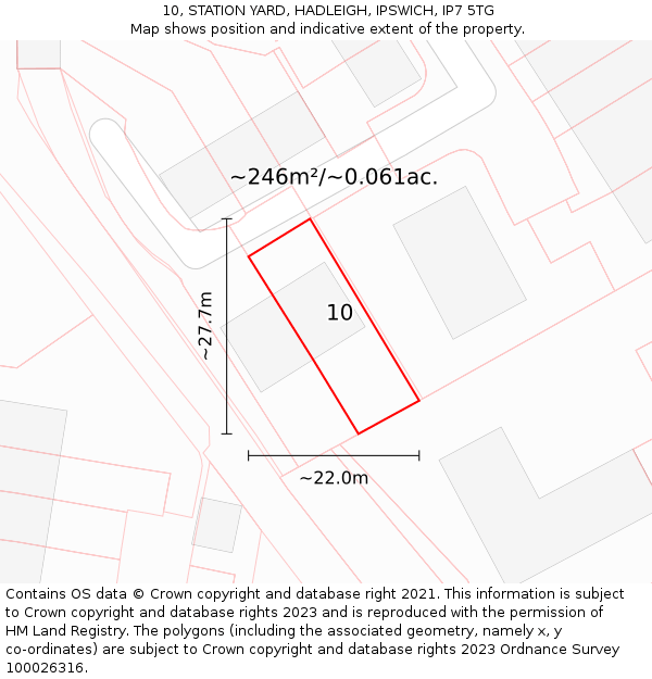 10, STATION YARD, HADLEIGH, IPSWICH, IP7 5TG: Plot and title map