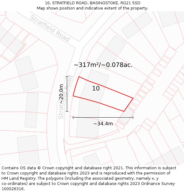 10, STRATFIELD ROAD, BASINGSTOKE, RG21 5SD: Plot and title map