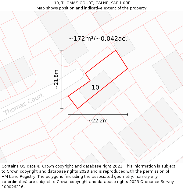 10, THOMAS COURT, CALNE, SN11 0BF: Plot and title map