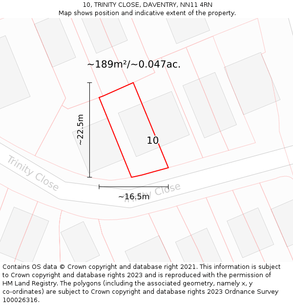 10, TRINITY CLOSE, DAVENTRY, NN11 4RN: Plot and title map