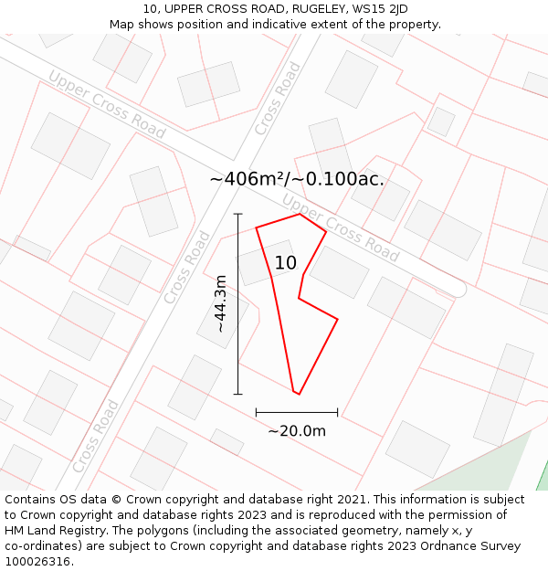 10, UPPER CROSS ROAD, RUGELEY, WS15 2JD: Plot and title map