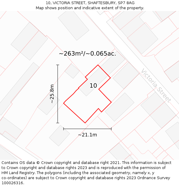 10, VICTORIA STREET, SHAFTESBURY, SP7 8AG: Plot and title map