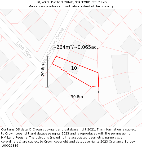 10, WASHINGTON DRIVE, STAFFORD, ST17 4YD: Plot and title map