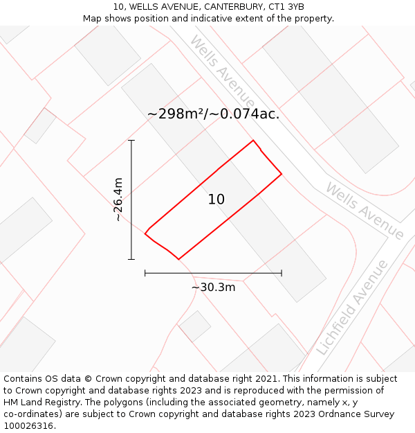 10, WELLS AVENUE, CANTERBURY, CT1 3YB: Plot and title map