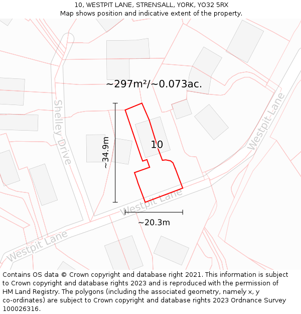 10, WESTPIT LANE, STRENSALL, YORK, YO32 5RX: Plot and title map