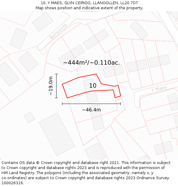 10, Y MAES, GLYN CEIRIOG, LLANGOLLEN, LL20 7DT: Plot and title map