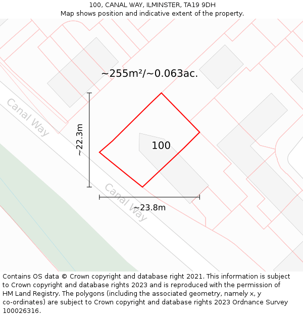 100, CANAL WAY, ILMINSTER, TA19 9DH: Plot and title map