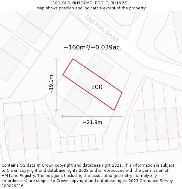 100, OLD KILN ROAD, POOLE, BH16 5SH: Plot and title map