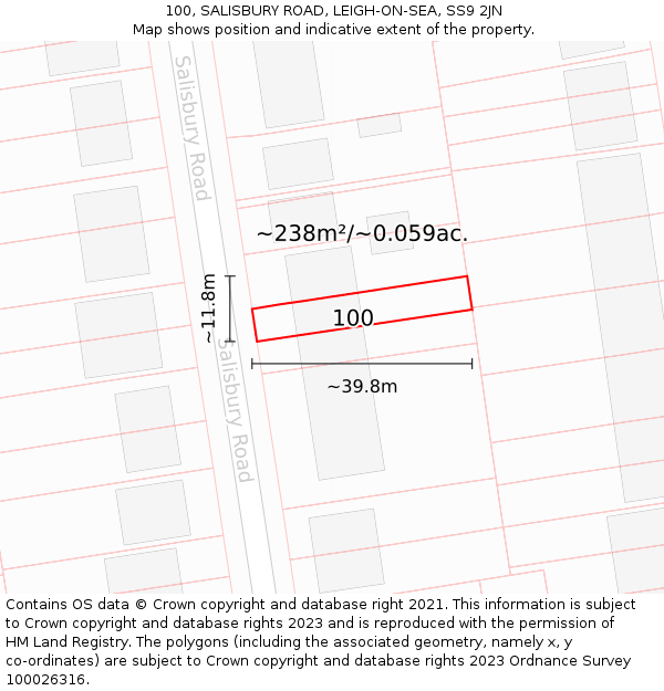 100, SALISBURY ROAD, LEIGH-ON-SEA, SS9 2JN: Plot and title map