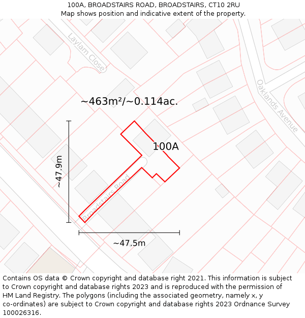 100A, BROADSTAIRS ROAD, BROADSTAIRS, CT10 2RU: Plot and title map